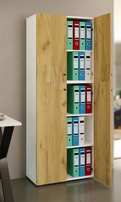 Produktbild von VCM Büroschrank mit 5 Fächern | moderner Aktenschrank mit Drehtüren | Maße ca. B. 70 x H. 184 x T. 40 cm – Lona 5-Fach