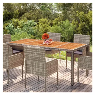 Produktbild von Gartentisch mit Holzplatte Grau 190x90x75 cm