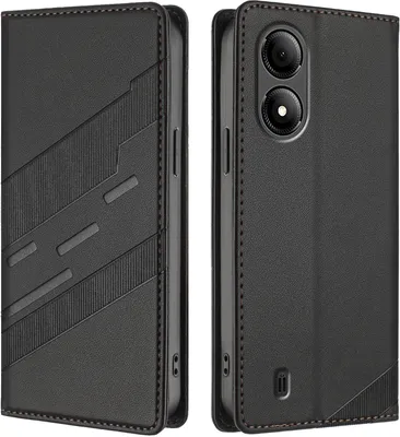 Immagine prodotto di Custodia per ZTE Blade A33S, custodia a portafoglio in Finto cuoio con slot per schede e funzione stand Schwarz