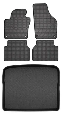 Produktbild von Gummimatten + Kofferraumwanne für Volkswagen Tiguan I 2007-2015 (mit Reserverad, 5-Sitzer) – Schwarz, passgenau – Wielganizator SolidPRO