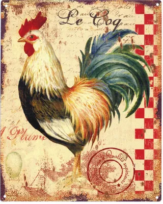 Produktbild von Moritz Deko Blechschild Le Coq Hahn Retro Geschenk-Idee aus Metall Vintage-Design zur Dekoration