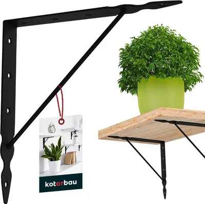 Produktbild von KOTARBAU® Regalwinkel Schwarz Metall Stahl 250x250 mm Regalträger Metall Regalhalterung Schwarz Regal Winkel Regalhalterung Wand Regalhalter Winkel für Regal Wandhalterung Regal Winkel
