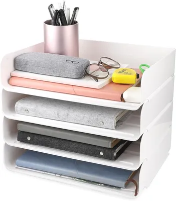 Produktbild von Aktenregal 4 Stöckige Ablagekorb,A4 stapelbare Briefablage,Schreibtisch Organizer 4-tlg.