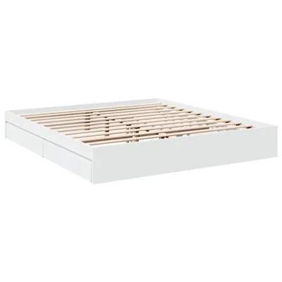 Produktbild von Bettgestell mit Schubladen Weiß 180x200 cm Holzwerkstoff