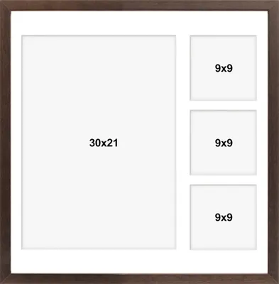 Produktbild von aFFa frames Tisar, Bilderrahmen aus Holz, Acrylglasfront, Mehrfach Bilderrahmen, Bildergalerie, Fotogalerie mit Passepartout, 4 Foto-Ausschnitten für 1 Foto 30x21 cm und 4 Fotos 9x9 cm Bronze, 40x40 cm