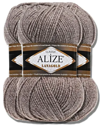 Productafbeelding van Alize 3x 100g Lanagold garen, effen kleur, geschikt voor haken en breien (650)