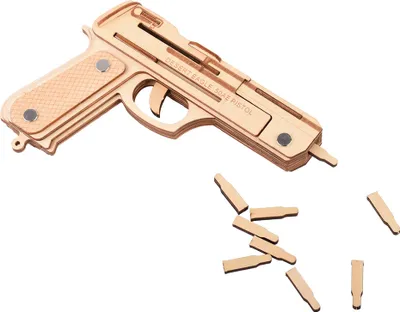 Obrázok produktu pre 3D drevená gumová páska Gun skladačka hračka DIY ručne vyrobený model dieťa Woodcraft montážna sada