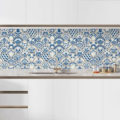 Produktbild von Klebefolie für Küchenrückwand – Lumaléa – Zementfliesen-Optik – Klebefolie + GLANZ-Schutz – 60 x 60 cm