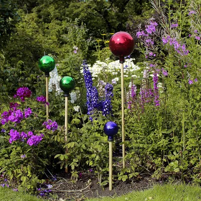 Produktbild von Gartenkugel für Außen - Gartendeko Rosenkugel Dekokugel für den Garten, Größe:20 cm, Design Rosenkugel:silber