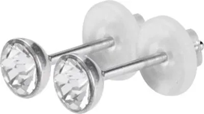 Produktbild von 1 Paar Damen Ohrstecker Edelstahl 316L Ohrringe mit Kristallsteine Weiss 3mm ESBJ-S-CZ
