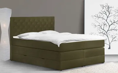 Immagine prodotto di Letto a molle imbottite Letto imbottito Jahvis 160x200cm oliva con topper Box letto