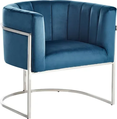 Produktbild von BELIANI Clubsessel Blau Samtstoff Edelstahl Moderner-Look Esszimmer Club Wohnzimmer