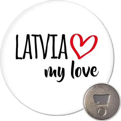 Produktbild von Huuraa Magnet Latvia my love 59mm Kühlschrankmagnet rund Flaschenöffner Geschenkidee