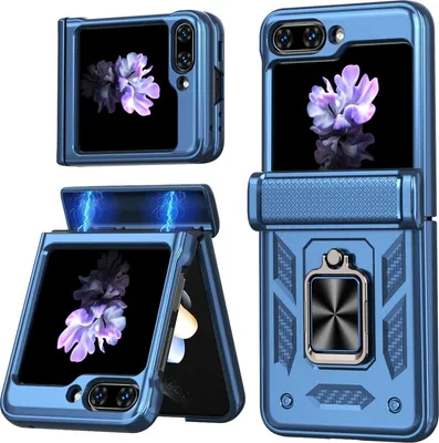 Produktbild von Mobigear Armor ring  Samsung Galaxy Z Flip 7 FE Hülle Hardcase Backcover Stoßfest mit Ringhalter - Blau