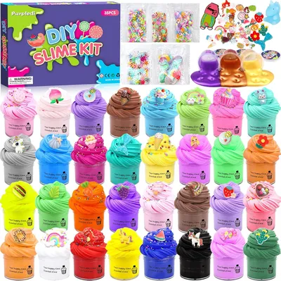 Produktbild von Fluffy Slime Set, 35-teilig – Superweiches, butterähnliches DIY-Schleim-Set – Kinder, Knetspielzeug, Geschenkideen