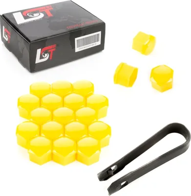 Produktbild von 20x Radschrauben Kappen 17mm gelb Glanz für ALFA ROMEO FIAT LANCIA SUBARU TOYOTA