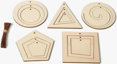 Image de Grand ensemble d'ornements géométriques en bois – 28 pièces décoratives