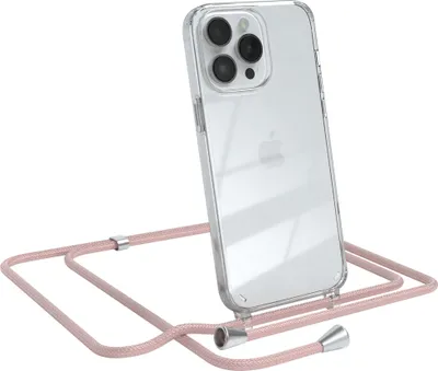 Produktbild von EAZY CASE Handykette kompatibel mit Apple iPhone 14 Pro Max, Handyhülle mit Umhängeband, Handykordel, Schutzhülle Clear, Band in Rosa