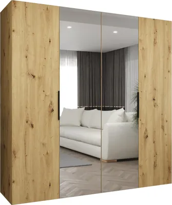Produktbild von MEBLE KRYSPOL, Kleiderschrank, Schrank 200 cmx202x52, Artisan Eiche, Schwarz