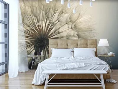 Produktbild von Vlies Fototapete Pusteblumen 400x280 cm Tapeten Wandtapete XXL Natur Landschaft Blumen grau beige b-B-0059-a-d