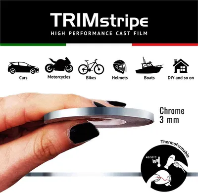 Produktbild von Zierstreifen Klebestreifen für Autos, Chrom, 3 mm x 10 m