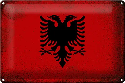 Produktbild von Blechschild Flagge Albanien 30x20cm Flag Albania Vintage