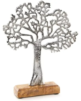 Produktbild von Lebensbaum Figur aus Metall & Holz 27 cm Silber - zum Hinstellen