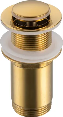 Zdjęcie produktu dla Złoty Korek Umywalkowy Klik Klak BALNEO, Mosiężny Bez Przelewu, Średnica 38mm, Push-Open, Okrągły, Uniwersalny do Umywalek Bez Przelewu