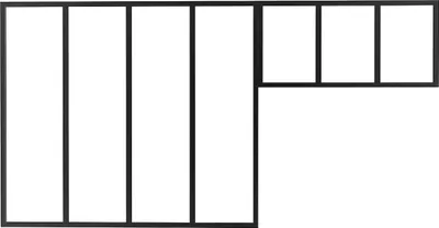 Produktbild von Innenfenster aus pulverbeschichtetem Aluminium Schwarz 120 x 105 cm + Oberlicht 83 x 40 cm (B x H) – BAYVIEW
