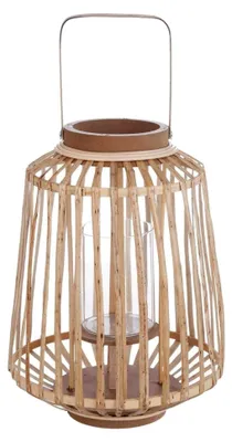 Produktbild von Rattan-Außenlaterne - H. 35 cm - Helles Holz