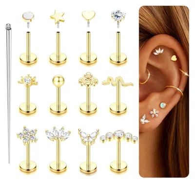 Obrázok produktu pre Sada chirurgickej ocele pre piercing do helixu – hypoalergénne náušnice