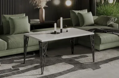 Image de Endo-Möbel Table basse Monza 100x60x51 cm Design Table de salon moderne (blanc brillant)