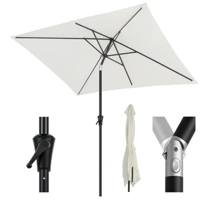 Produktbild von Sekey Rechteckiger Sonnenschirm 300x200 cm, großer Marktschirm mit Kurbel neigbar & 30° knickbar, UV50+ Sonnenschutz, wetterfester Gartenschirm