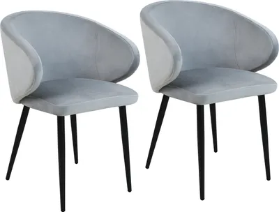 Image de SVITA AUDREY Lot de 2 chaises de salle à manger Fauteuil de cuisine avec accoudoirs Velours gris