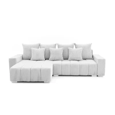 Produktbild von MUFFO Ecksofa PIANO L Links mit Schlaffunktion 137x234 Cord Hellgrau
