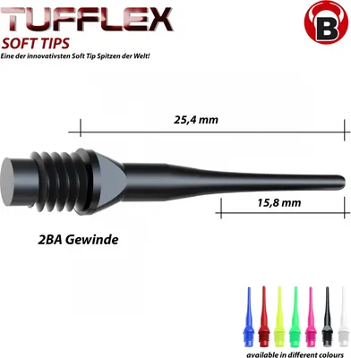 Produktbild von BULL'S Tufflex Soft Tips 6mm(2BA) - 100/schw. -- 1 Stck