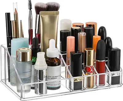 Produktbild von Make Up Kosmetik Organizer, Acryl Lippenstift Schminktisch Schmink Aufbewahrungbox für Pinsel, lipgloss, Skincare, Badezimmer