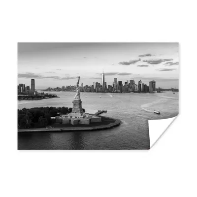 Obrázok produktu pre MuchoWow® Plagát - New York - Socha slobody - panoráma - čierna - biela - 60x40