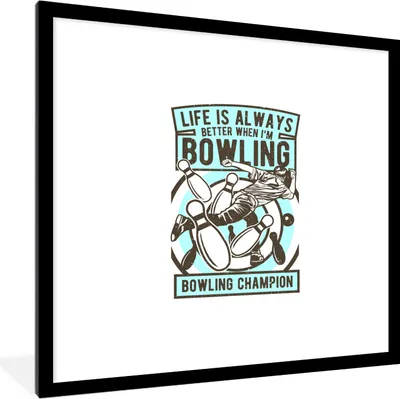 Produktbild von MuchoWow® MuchoWow® Gerahmtes Poster Bowling - Zitate - Jahrgang 40x40 cm - Poster mit zchwarzem Bilderrahmen - Poster - Plakat im Rahmen