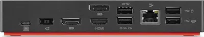 Produktbild von Lenovo 40AS0090SA, Kabelgebunden, USB 3.2 Gen 1 (3.1 Gen 1) Type-C, 3,5 mm, 10,100,1000 Mbit/s, Schwarz, 10 Gbit/s