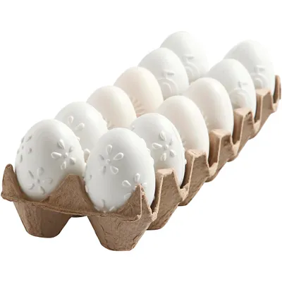 Produktbild von Creativ Company Eier, Muster, H: 6 cm, weiß, 12 Stück 1 Box