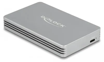 Produktbild von DeLOCK USB4 40 Gbps Gehäuse für 1 x M.2 NVMe SSD - werkzeugfrei, SSD-Gehäuse, M.2, M.2, 40 Gbit/s, USB Anschluss, Silber