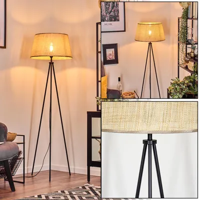 Produktbild von Reggio Stehlampe aus Metall/Papiergeflecht in Schwarz/Beige