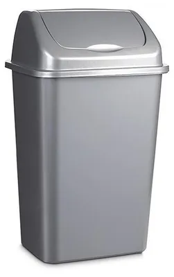 Produktbild von Plasticforte Abfalleimer - 15 Liter - silber - mit Klappdeckel