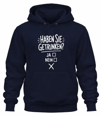 Productafbeelding van Heeft u gedronken? Ja / Nee. Grappige uitspraak. Feestkleding. Hoodie, marineblauw, maat L