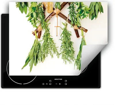 Produktbild von DarHaus Herdabdeckplatte 80x52 cm Anti Rutsch Matte Aufrollbar, Kräuter - Küche