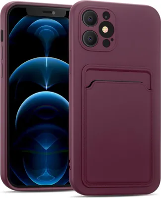 Produktbild von Conie Schutzhülle für iPhone 12 Pro mit Kartenfach Tasche Case Cover Bumper Silikon Hülle in Lila