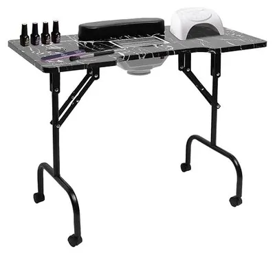 Produktbild von Faltbar Nageltisch Mit Absaugung, Maniküre Tisch Absaugung Nägel Staubabsaugung für Nägel, Schwarz Tragbarer Nageltisch für Nagelstudios, Schönheitssalons, 94 X 48 X 72 Cm