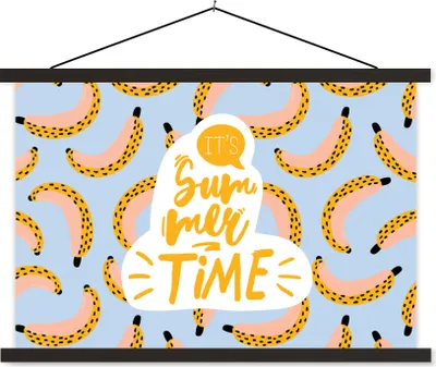 Produktbild von MuchoWow® Textilposter Sommer - Banane - Rosa 150x100 cm mit schwarzem Rahmen - Schlafzimmer