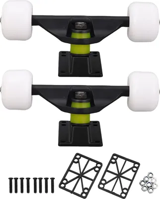 Produktbild von 2pcs Skateboard -LKWs mit 4 Rädern Aluminiumlegierung 5 -Zoll -Stoßdämpfung Longboard -LKW für Ersatzschwarz